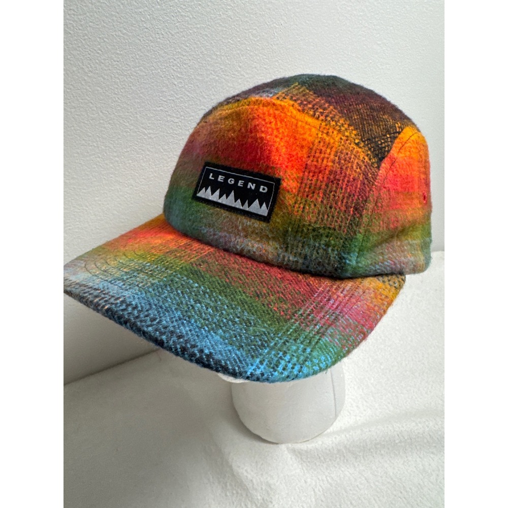 Legend 5 Panel Camper Hat Mens OSFM Multicolor Rainbow Plaid Made in USA Cap